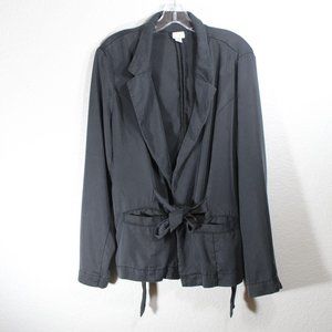 A New Day Jacket Blazer Coat Front Tie Blazer Black Long Sleeve XXL